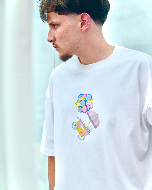 AH BALLON CART BOXY WHITE TEE