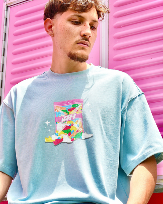 AH GUMMY SNEAKER BAG BLUE OVERSIZED TEE